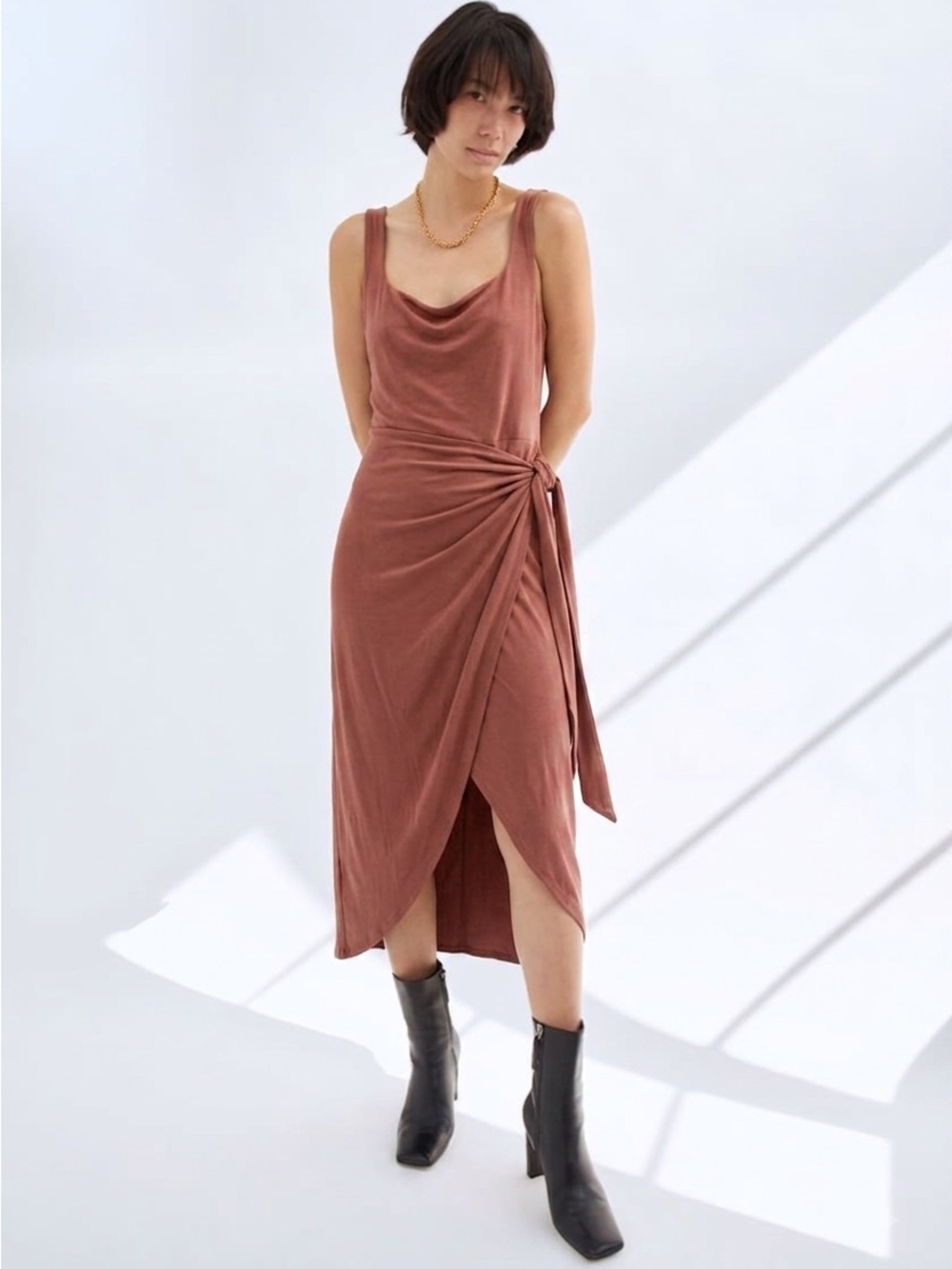 Wilfred Aritzia Saturn Sleeveless Draped Wrap Midi Dress S